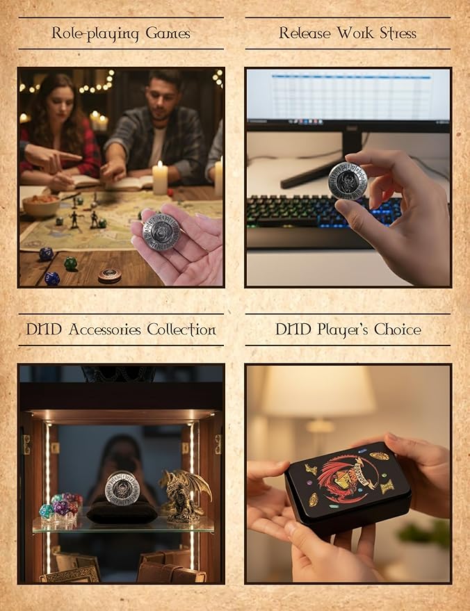 D&D Dice Set,7PCS Metal Dice for Dungeons and Dragons,Mini Dice Set with Pocket Watch Case,Role Playing Board Games Accessories (Dragon, Ancient Silver-F)