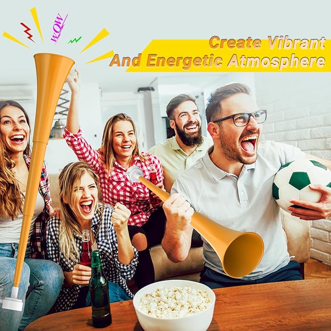 Collapsible Stadium Horn 24 Inch Vuvuzela Plastic Trumpet Blow Horns Noisemakers Loud Sound Soccer Cheer Horn for Sporting Events Graduation Games School Party Supplies Favors Accessories