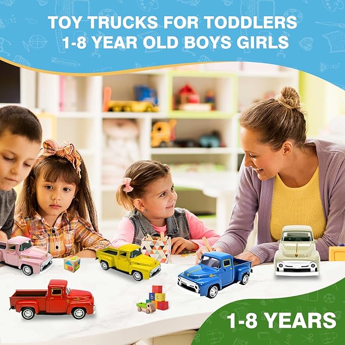 Little Beige Truck Toy for Toddlers 2 3 4 5 6 7 8 Year Old Boys Girls,1:32 Alloy Toddlers Car Toy Driveable,Car Door Can Open,Toy Trucks for Kids Easter Christmas Birthday Gifts