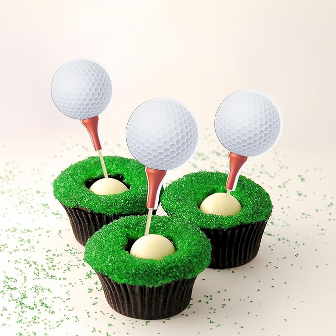 Gyufise 36Pcs Sports Cupcake Toppers - Golf Ball Cupcake Picks & Birthday Cake Decorations for Golf Sports Players Theme Parties
