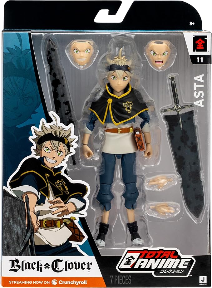 Total Anime Asta - 6.5-Inch Figure with Swappable Faceplates, Alternate Hands, and Sword Accessories