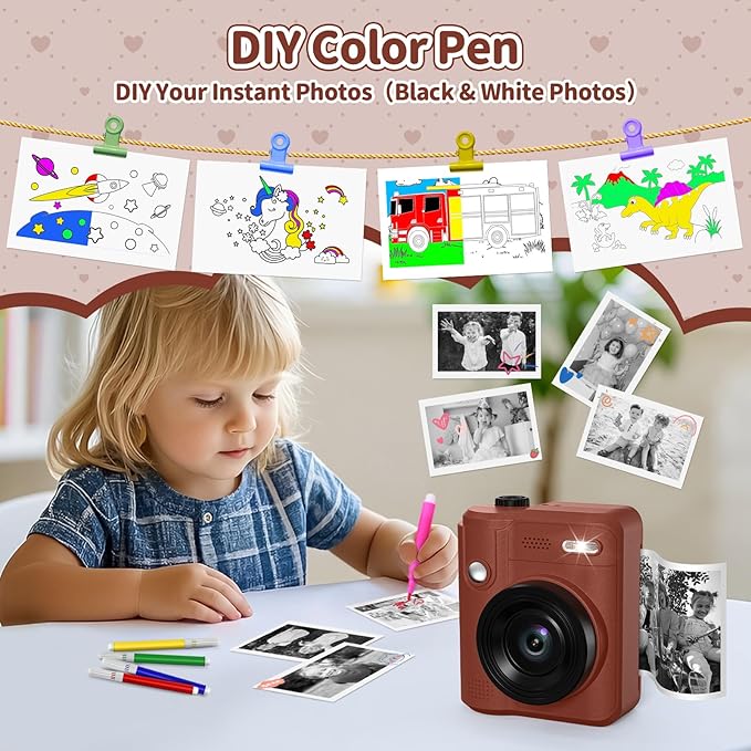Kids Camera Gifts for Girls Boys - Christmas Birthday Xmas Gift for Girl Boy Age 3 4 5 6 7 8 9 10 11 12 Year Old - Instant Print Digital Toys Ages 3-5 6-8 8-12 Years Olds - Toddler Learning Kid Toy