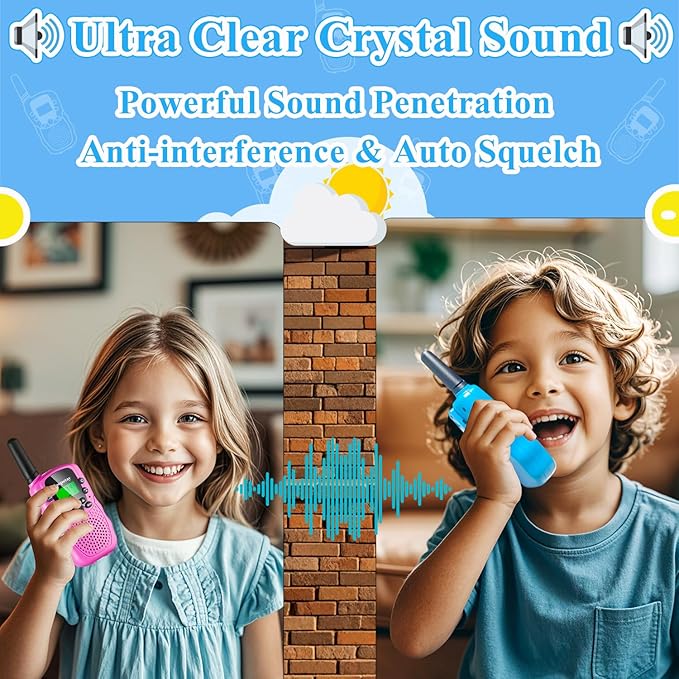 Walkie Talkies for Kids, Easter Basket Stuffers/Easter Gifts for Kids, Walkie Talkie Toys for Girls Boys, Outdoor Toys/Games for Kids Age 4-8, Birthday Gifts for 4 5 6 7 8 9 10 Year Old Girl Boys