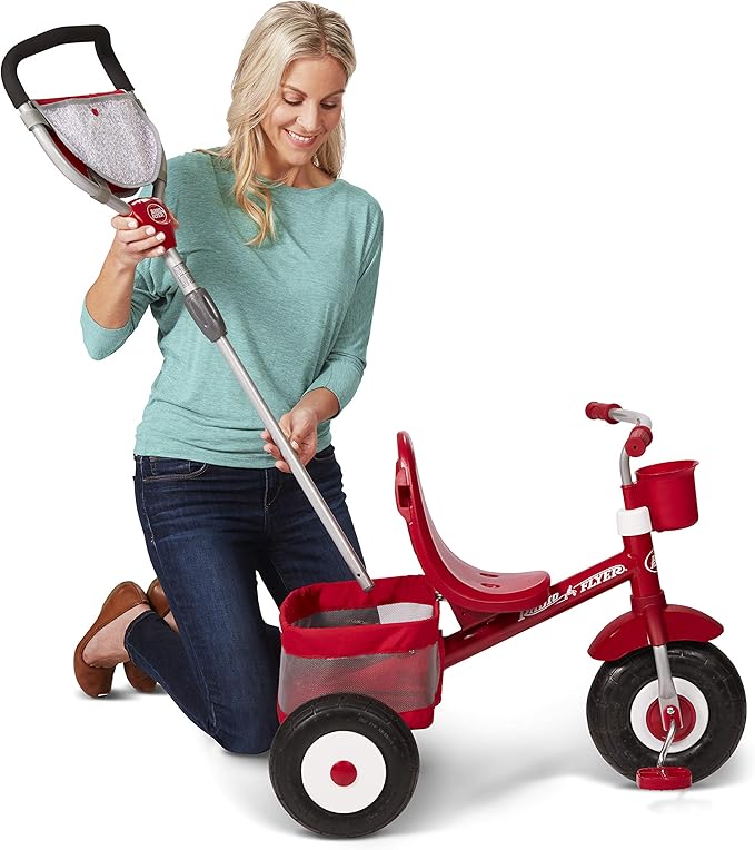 Radio Flyer Ultimate All-Terrain Stroll ’N Trike, Ages 1-5, Convertible 4-in-1 Tricycle, All-Terrain Tires, Parent Push Handle, UV Canopy, Accessories, Safety Harness, Stroller Tricycle for Toddlers