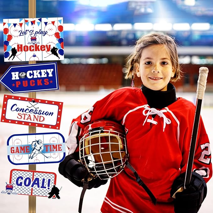 Gueevin 20 Pcs Party Supplies Decorations Home Sign Cutouts for Party Decorations Supplies(Hockey)