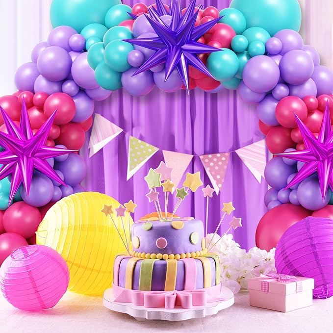 Hot Pink and Teal Blue Balloon Arch Garland Kit, Purple Rose Red Teal Blue Hot Pink Turquoise Party Balloons for Birthday Baby Shower Wedding Anniversary Party Decorations Supplies