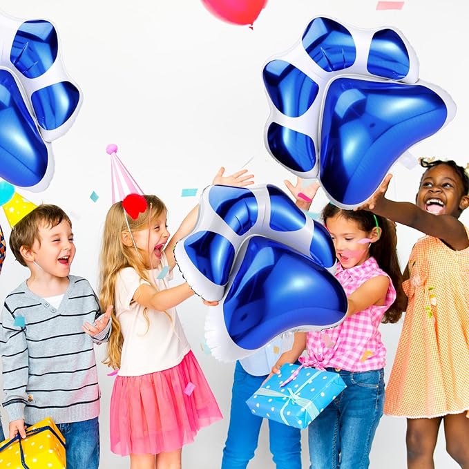 Hungdao 9 Pcs 28 x 26 Inch Blue Dog Paw Balloons Paw Print Foil Balloons Large Puppy Birthday Party Supplies for Baby Shower Pets Dog Themed Party Decorations