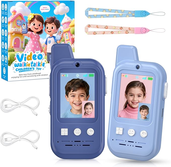 Video Walkie Talkies for Kids – 2 Pack Rechargeable Kids Walkie Talkies with HD Camera & Voice Changer, 2'' Screen Fun Intercom Toys for Boys Girls, Long Range Outdoor Play Camping Hiking Family Games