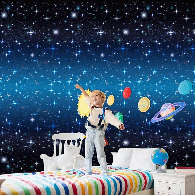 party greeting Space Galaxy Party Decoration Tablecloth Roll 1200 x 52 Starry Night Disposable Table Cover Galaxy Table Cloth Starry Background Photo Wall for Star Theme War Birthday Party Supplies