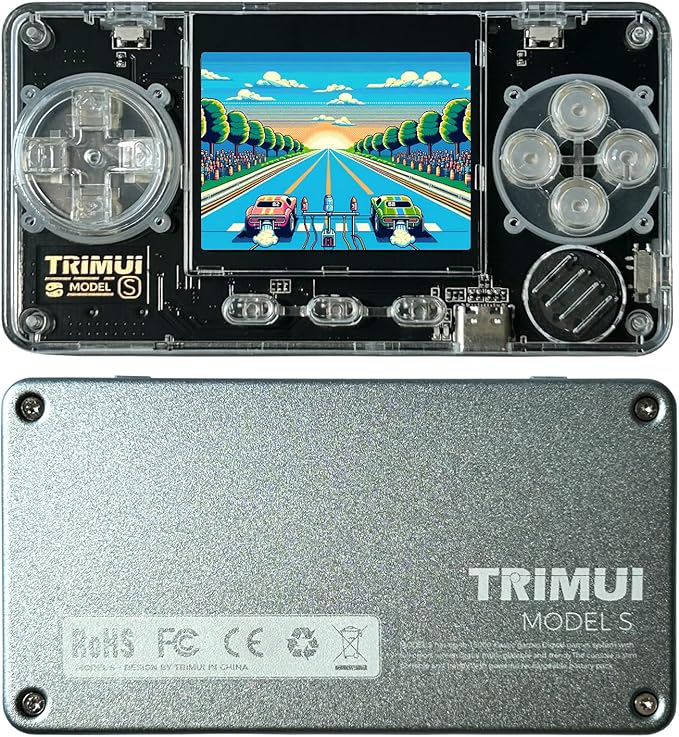TRIMUI Model S Mini Handheld Game Console, 2 inch IPS Screen, Retro Video Game, Metal, ARM628 Processor (Grey-32GB)