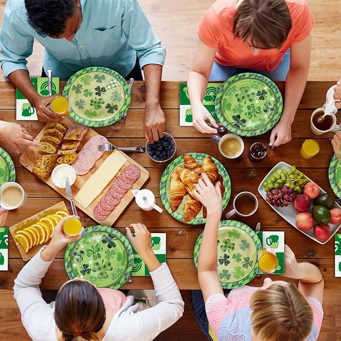 180PCS St. Patrick's Day Party Supplies - Shamrock Paper Plates & Napkins Kit for Happy St. Patrick's Day Decorations, Includes Dinner & Dessert Plates
