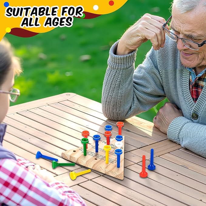Zhanmai 3 Sets Wooden Triangle Peg, Educational Board, Travel Size, Operation Christmas Learning Puzzles (Chic)