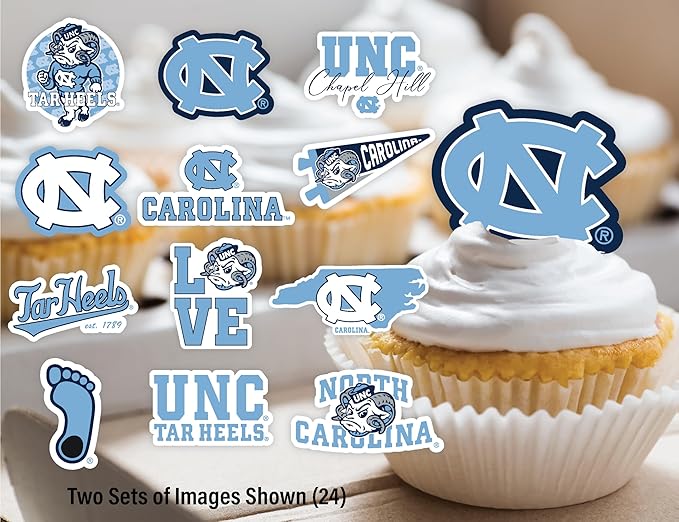 UNC Cupcake Topper Party Supplies for Football, Birthday, Graduation Party Decorations (24 Pieces) (North Carolina Tar Heels)