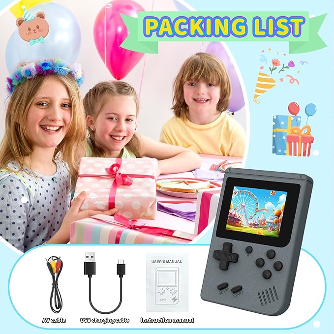 Retro Handheld Games Console Built-in 400 Video Games, Portable Handheld Emulator with 3.0 Inch Screen, Mini Travel Retro Gaming Consle (Gray)
