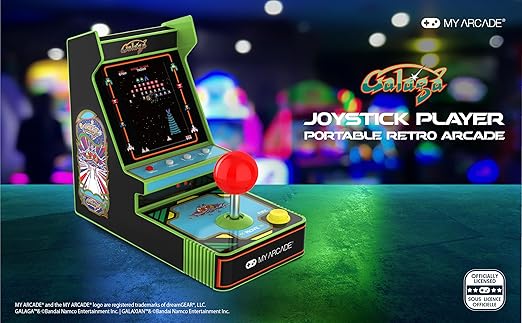 My Arcade New Galaga Red Joystick Player: Galaga and Galaxian Portable Console, Retro Games - 3.5" Full Color Display