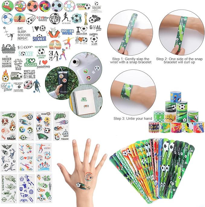 Kolewo4ever 294 Pieces Soccer Party Supplies Set Bulk Sports Goodie Bag Fillers for Soccer Party Gifts Bags