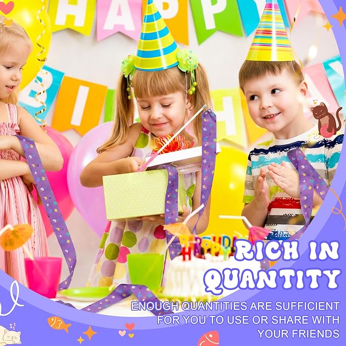 12 Pcs Cat House Party Favors Ribbon Dancing Wands Gymnastics Ribbons Sticks Dance Streamers Dance Twirling Sticks for Girls Birthday Party Favors Supplies Goody Bag Stuffers Gifts