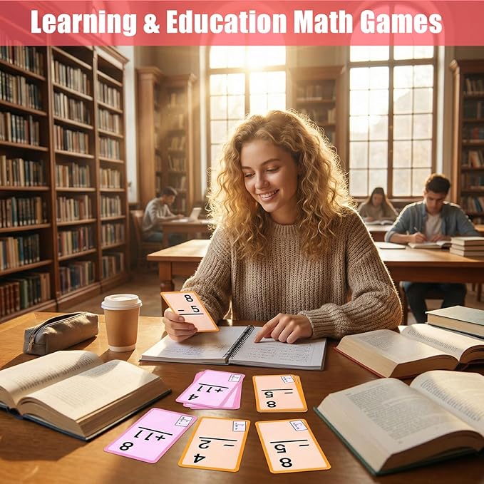 72 Pcs Math Flash Cards, 1-20 Addition and Subtraction Flash Cards for Studying, Math Manipulatives for Kindergarten Elementary Homeschool Classroom, Learning & Education Math Games for Kids Ages 4-12