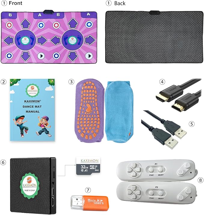 Dance Mats, Double Dance Mat with TV HD Port for Kids and Adults, Non-Slip Wireless Dance Pad with English Manual, Plug and Play, Christmas Birthday Gifts