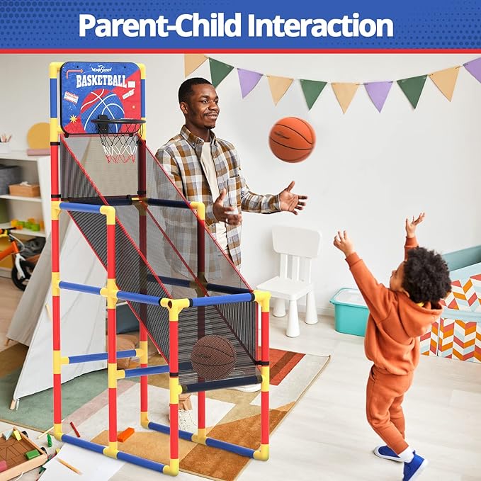EagleStone Kids Arcade Basketball Game with Electronic Scoreboard and Cheer Sounds, Indoor Outdoor Basketball Hoop with 4 Balls, Game Toy Gift for Ages 3-12 Boys and Girls
