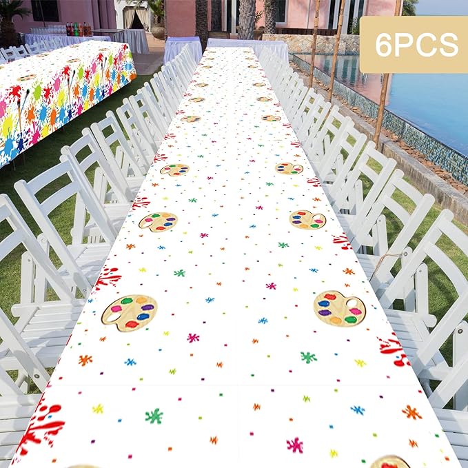 gisgfim 6 Pcs Art Paint Tablecloth Party Supplies Art Theme Birthday Party Decorations Creative Artist Painting Parties Table Covers for Kids 105 x 54 inch