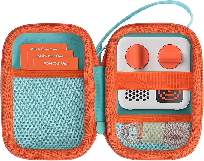 Hard Case Compatible with Yoto Mini Kids Audio Music Player Children Speaker Plays Audiobook Cards Radio (Teal + Orange Case)