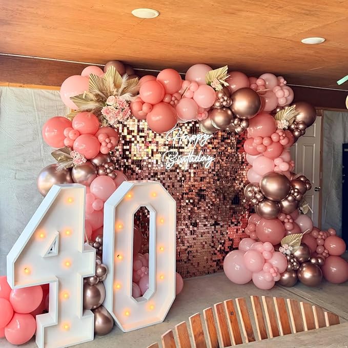 Dusty Pink Birthday Decorations,Rose Gold Sand Boho Balloons Decor Happy Birthday Banner Cake Topper Star Heart Foil Balloon for Women Girl Baby Shower
