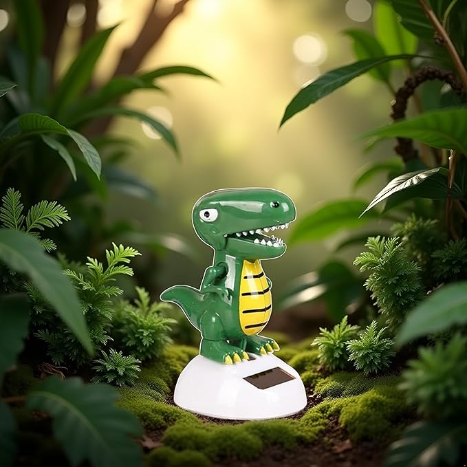 Green Solar Powered Dancing Dinosaur,Decoration Gift,Swinging Dancer Ornaments,No Battery Required,Desk and Dashboard Decor Home Decor Birthday Gifts Solar Power Kits Learning and Education