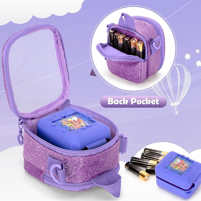 LoDrid Travel Carrying Case Compatible with Bitzee Interactive Toy Digital Pet, Storage Bag with Adjustable Shoulder Strap for Virtual Electronic Pets and Accessories, Purple, Bag Only