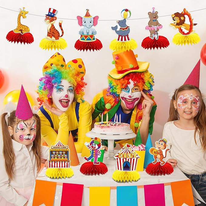 10PCS Carnival Honeycomb Centerpieces Circus Theme Party Decorations for Table Carnival Table Centerpieces for Circus Birthday Holiday Party Decorations
