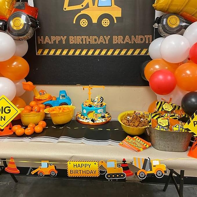 17 Pack Construction Vehicles Cake Toppers Set Road Sign Tower Digger Cupcake Toppers Acrylic Number 2 Cake Picks for Construction Theme Baby Shower Kids 2nd Birthday Party Cake Decorations Supplies