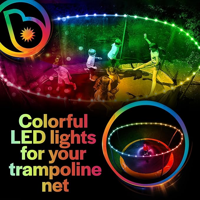Brightz Above-The-Net Trampoline Lights - Fits All Trampolines up to 16 ft - Motion Activated with 3 Color Modes - Fun Trampoline Accessories - Christmas Gifts Stocking Stuffers for Kids, Boys, Girls
