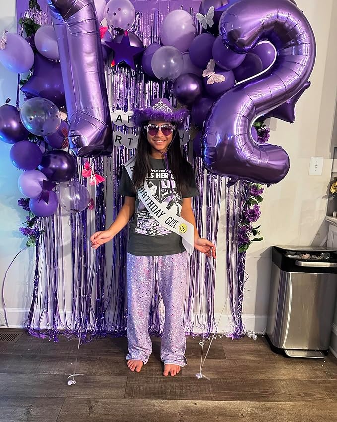 40 Inch Purple Number 2 Balloon, Giant 2 Number Balloons for 2nd Birthday Decorations, Party Supplies for Baby Boy Girl, Purple Party Decor