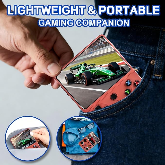 RG36PRO Video Game Console - Support 30000+Classic Games, 64G TF Card, Open Source System, 3.5-Inch Screen, 3000mAh Battery, Portable Console for Travel, Gift for Adult or Partner - Red