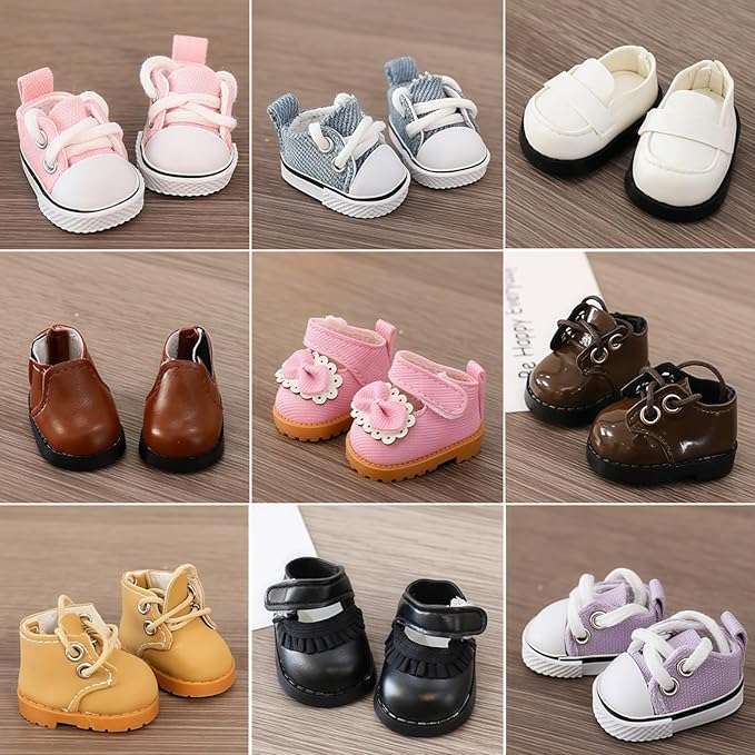Doll Shoes for Lu bubu 17cm Dolls(No Doll) Accessories, Mini Shoes for Dolls, Cute Canvas Shoes Suitable for 17cm Doll, Dress Up Doll Shoes Replacement Yellow