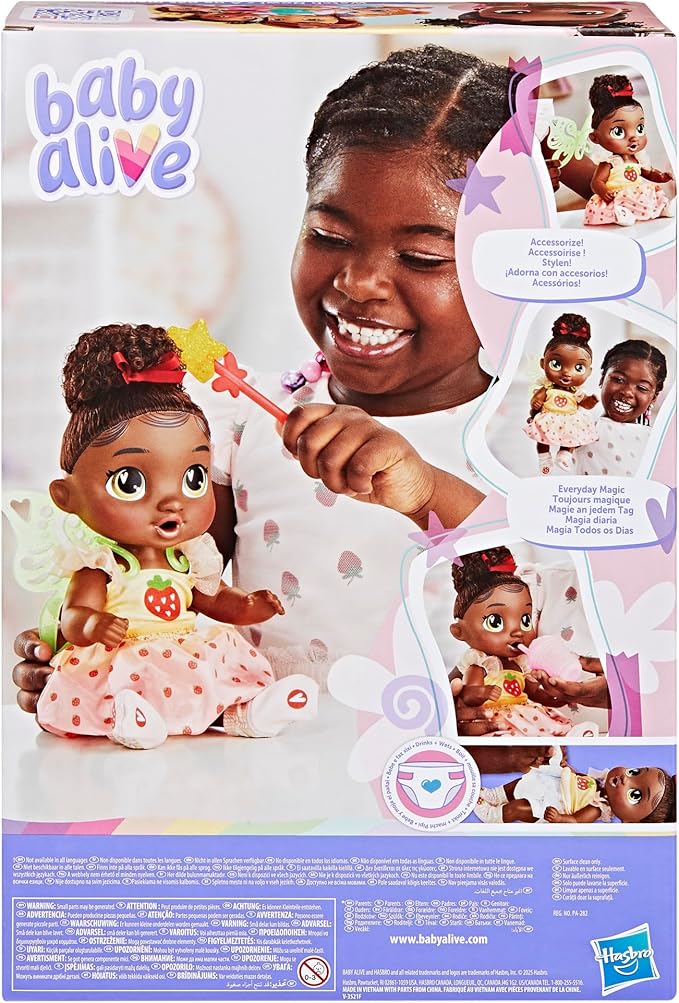 Baby Alive Fairy Fashions Berry Boo Doll with Clothes Accessories, Black Hair, 11 Inches, Toys for 3 Year Old Girls and Boys & Up (Amazon Exclusive)