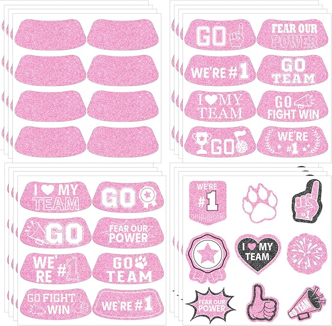 Gameza Pink Face Glitter Eye Black Stickers, 36PCS Football Baseball Breathable Eye Stickers, Soccer Face Sticker Party Favors for Adults Lacrosse Fans, Spirit Day Accessories(Glitter, Pink)