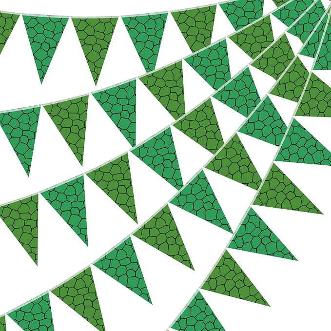 Tiamon 5 Pcs Green Turtle Birthday Banner Decoration Sea Turtle Themed Pennant Bunting 49.2 Ft Green Teenage Mutant Turtles Triangle Flag for Kids Birthday Teenager Cartoon Party Decoration