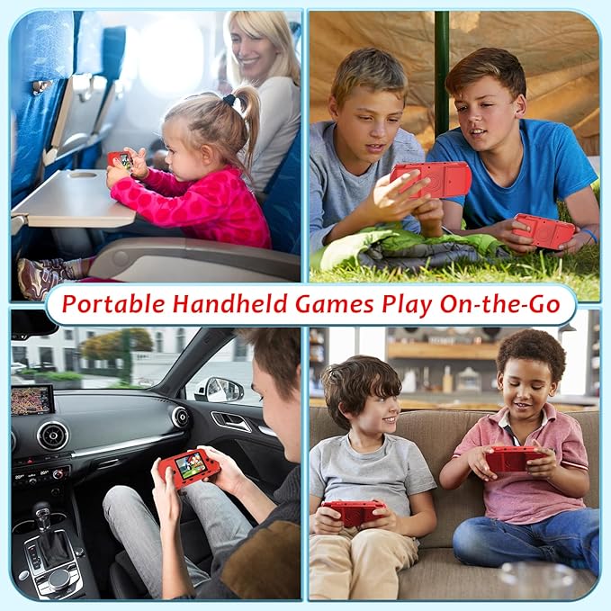 Handheld Game for Kids, Portable Video Game Player Preloaded 258 Retro Video Games & 3 Cartridges, 3.0" LCD Screen, Mini Gaming Player with Rechargeable Battery, Birthday Xmas Gift for Boys Girls 4-12