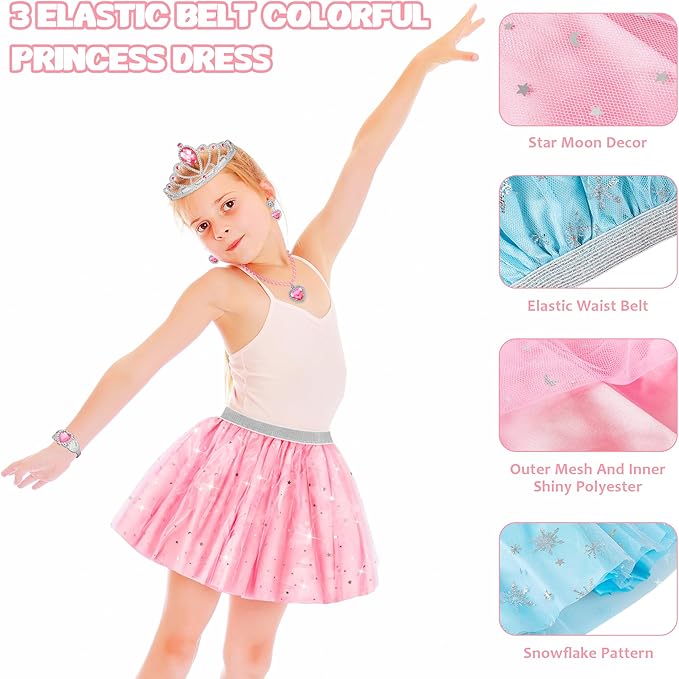 Princess Dress Up Toys & Jewelry Boutique Set for Girls, Costume Play Set with Skirts, Shoes, Crowns & Accessories, Pretend Role Play Gift for Toddler Girls Ages 3 4 5 6, Birthday Party Favors