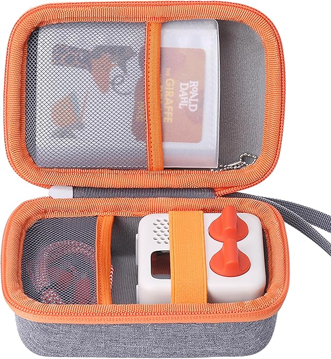 co2CREA Hard Case for Yoto Mini Kids Audio Music Player & Radio, Grey Case + Orange Zipper, Holds Up to 36 Yoto Cards