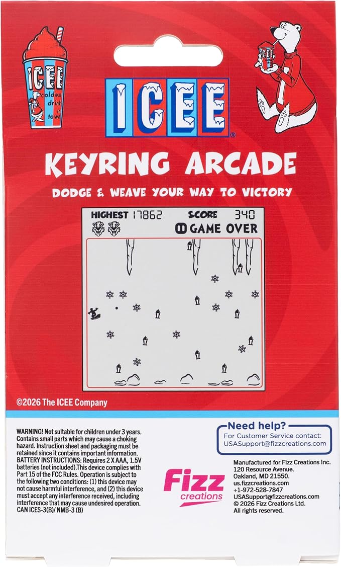 ICEE Keyring Arcade Game. Retro Handheld ICEE Game. LCD Screen.