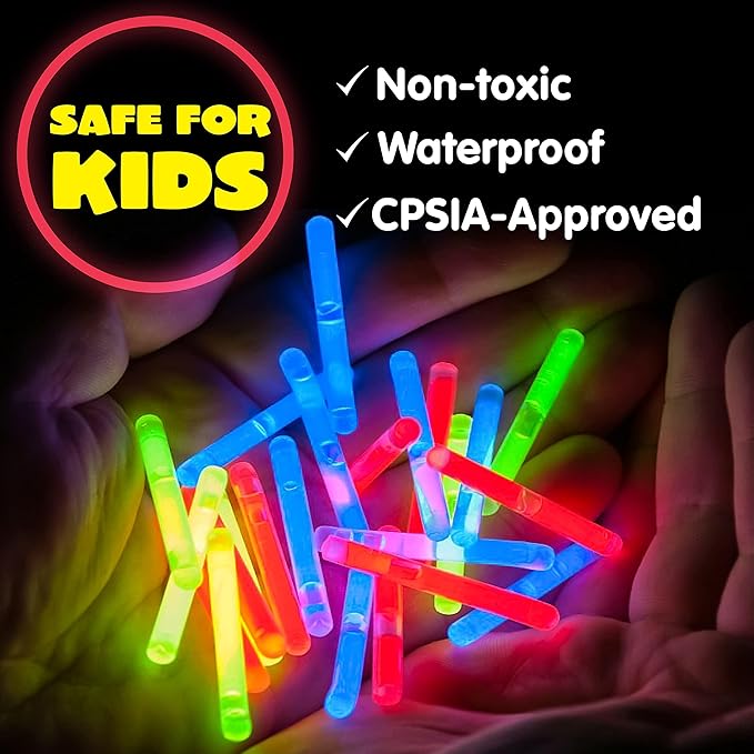 JOYIN 400 Mini Glow Sticks(1.7"), 8 Colors, Glow in The Dark for Easter Eggs Party Favors,Easter Basket Stuffer Party Pack, Weddings Classroom Decorations Prizes