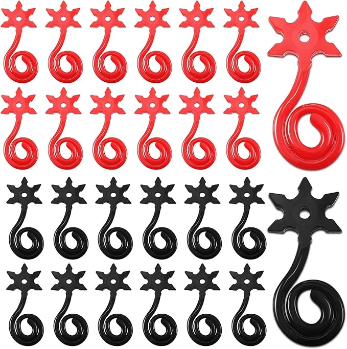 24 Pcs Ninja Party Favors Red and Black Stars Sticky Stretch Toys Elastic Funny Stars Toy for Ninja Birthday Party Favor Supplies