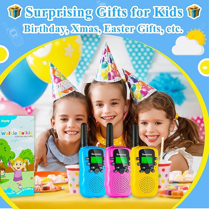 Walkie Talkies for Kids, Easter Basket Stuffers/Easter Gifts for Kids, Walkie Talkie Toys for Girls Boys, Outdoor Toys/Games for Kids Age 4-8, Birthday Gifts for 4 5 6 7 8 9 10 Year Old Girl Boys