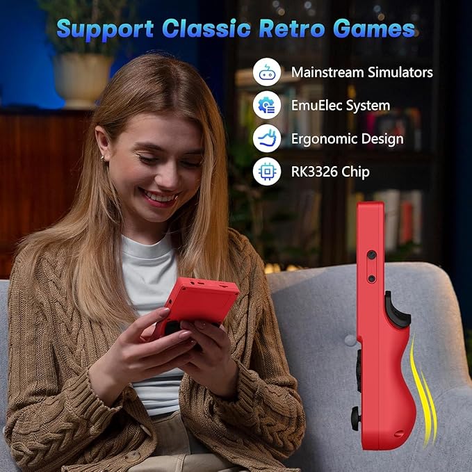 R36TMAX Retro Handheld Game Console, Portable Retro Gaming Console with 4.0” CRT-Inspired Screen, 4000mAh Arcade Classics, Supports Multiple Emulators, WiFi Network Battling, 64GB (Red)