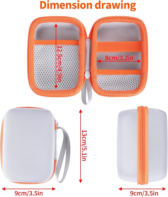 Storage Case Compatible with Yoto Mini Kids Audio Player Travel Device Plays Stories Music Podcast Radio Speaker (White + Orange Zipper)