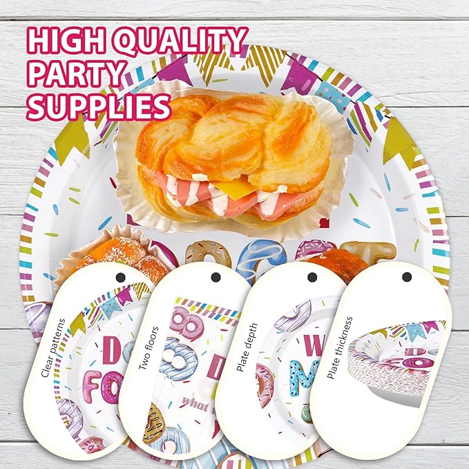 96PCS Farewell Retirement Party Supplies Colorful Donut Forget Us Plates and Napkins Disposable We Will Miss You Tableware Set for Coworker Going Away Retirement Party Decorations Serves 24