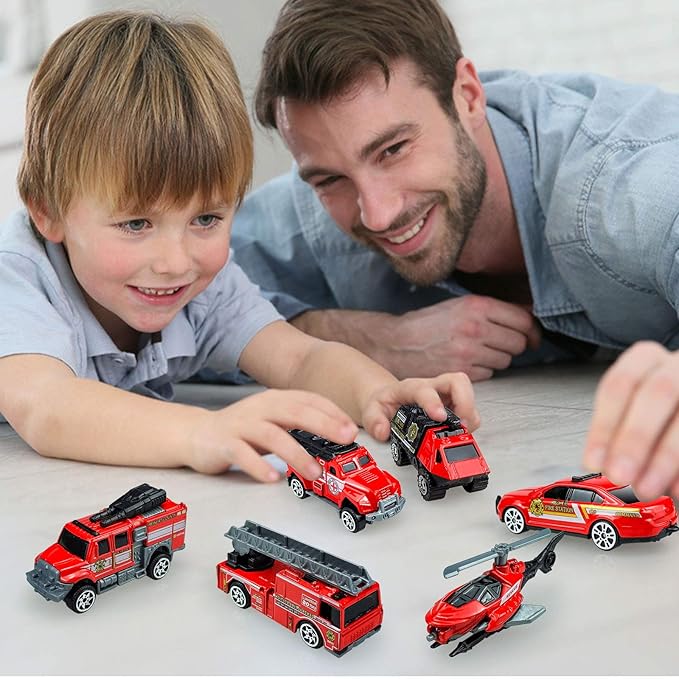 6 Pack Diecast Fire Trucks for Toddlers 3-5, Alloy Metal Fire Truck Toy for Boys 3 4 5 6 7 Years Old, Mini Fire Engine Car Toys City Emergency Vehicles for Kids Boys Girls Birthday Easter Gifts