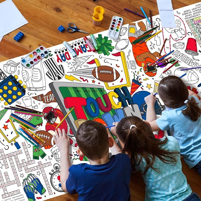 Gatherfun Football Party Giant Coloring Poster - 31.5X 72 Inches - Versatile Classroom Wall Décor & Football Birthday Decorations-Poster or Table Cover for School Parties and Special Events